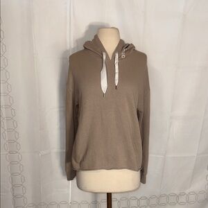 Aerie Taupe Hoodie with White Logo Size Small